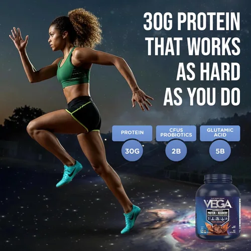 Miniatura 10 de Vega Sport proteína vegana en polvo + recuperación - 30 g de proteína a base de plantas por porción, chocolate, 45 porciones, 5 g de BCAA