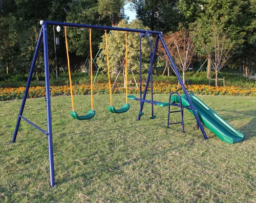 Miniatura 2 de Juegos de columpios de metal para patio trasero con asientos de columpio, deslizador, Teeter-Totter y columpio deslizante, juego de columpios