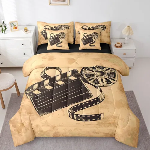 Miniatura 9 de Piano Music 7pcs Comforter King,Musical Notes Bedding Set Kids Girls Boys Teens Room Decor,Retro Graffiti Grey Gold Music Lover Bed in a Multi 11
