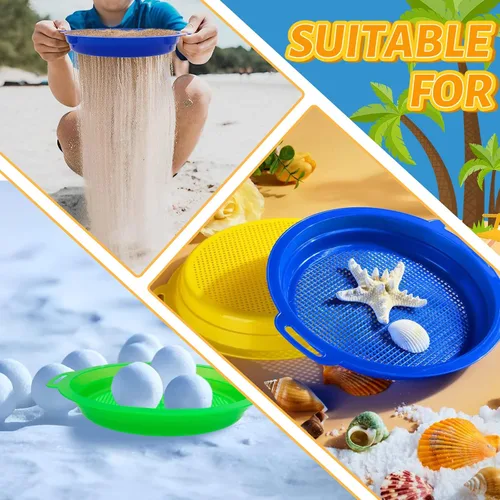 Miniatura 5 de OJYUDD Paquete de 8 tamices de arena de plástico para adultos, sartenes multiusos para playa, jardinería y uso al aire libre (8.75 x 9.75 pulgadas)