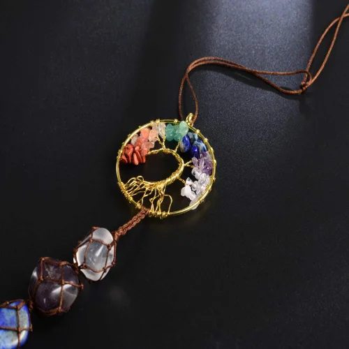 Miniatura 3 de Árbol de la vida de cristal curativo de 7 chakras para colgar en la pared, decoración de interiores, decoración de ventanas, meditación de yoga