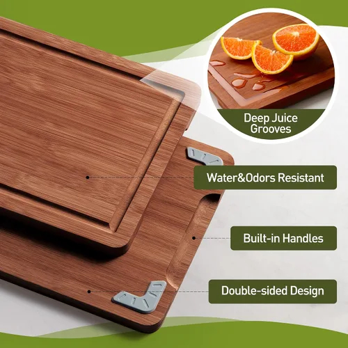 Miniatura 4 de Set de Tablas de Cortar de Bambú con Pies Antideslizantes para Sobre el Fregadero Regalos Mejor Mamá Mejor para Mamá Adicional Mamá Ocupada de Marrón