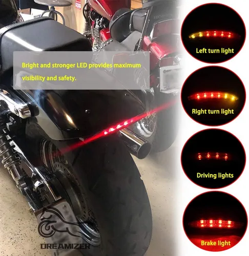 Miniatura 2 de DREAMIZER Luz Trasera LED para Motocicleta, Borde del Guardabarros, Luz de Freno con Señales de Giro para Sportster XL883N XL1200N XL1200V XL1200X