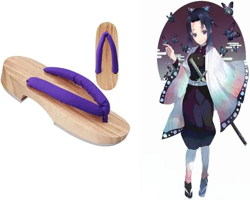 Miniatura 3 de Meaniny Zuecos de madera para mujer, estilo Kamado Kochou para cosplay, pantuflas Geta japonesas