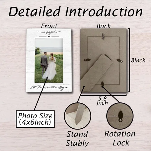 Miniatura 7 de Marco de fotos de compromiso para parejas recién casadas de 4 x 6, regalos de compromiso para parejas, regalo de recién casados, regalos de boda