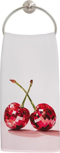 Miniatura 11 de Coquette - Toallas de cocina de cereza con lazo rosa, toallas de mano de cereza femenina para decoración de baño, bonitos paños de cocina estéticos
