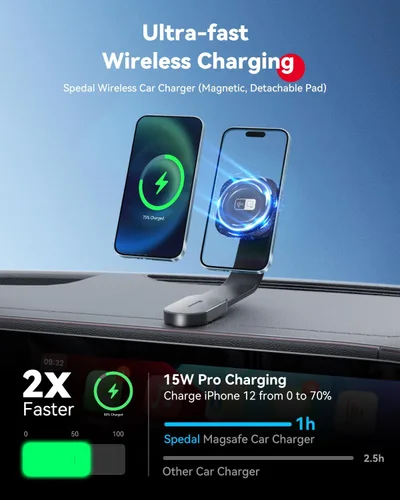 Miniatura 2 de Spedal Qi2 - Soporte magnético para cargador de coche de 15 W, para soporte de teléfono de coche compatible con MagSafe con imán fuerte, soporte