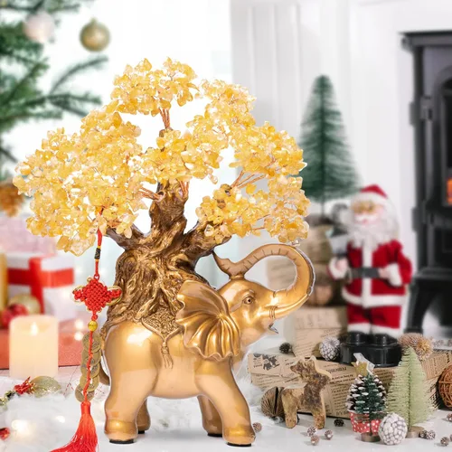 Miniatura 7 de Árbol de Dinero de Cristal de Amatista GEMBOURY en Estatua de Elefante Dorado, Bonsái Grande de 43 cm de Árbol de la Vida, Regalo de Decoración