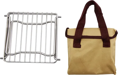Miniatura 6 de Saihisday Parrilla plegable para fogata, parrilla portátil para acampar con patas plegables, rejilla de acero inoxidable 304 para estufa de gas