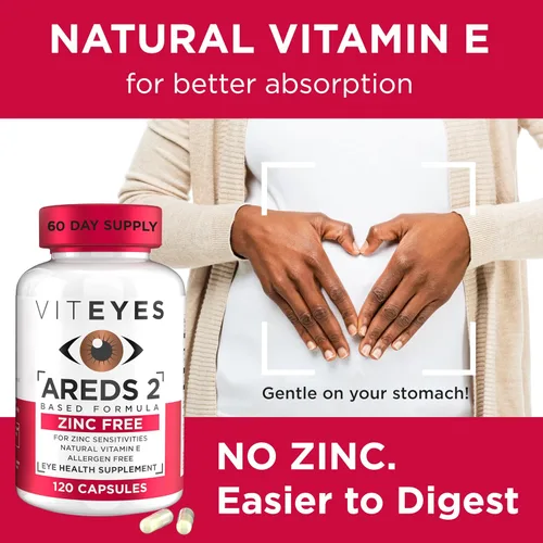 Miniatura 6 de Viteyes AREDS 2 Soporte macular sin zinc, cápsulas naturales sin alérgenos con vitamina E, vitamina C, luteína y zeaxantina, sin zinc, sin cobre