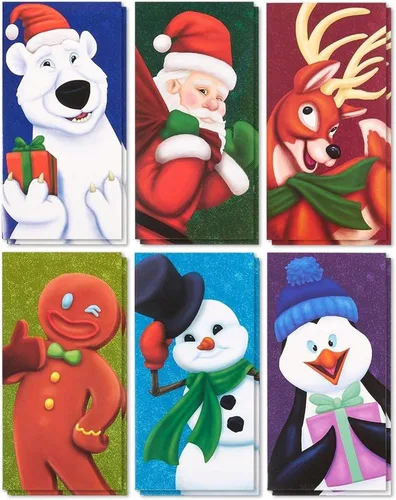 Miniatura 10 de Tarjetas de Navidad con sujetador para dinero y sobres, Árboles navideños