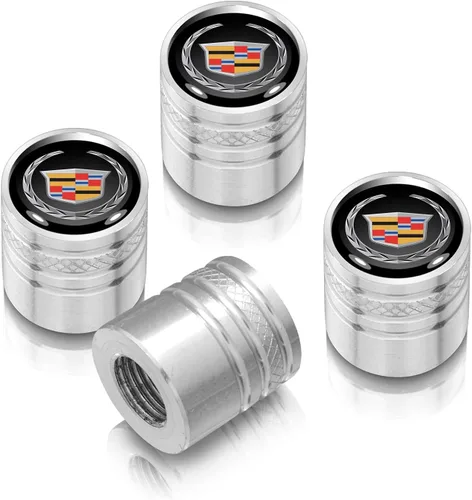 Miniatura 5 de iPick Image para Cadillac Logo en Negro sobre Rojo, Tapones de Válvula de Neumático de Aluminio Estilo Cilindro
