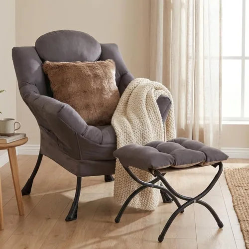Miniatura 12 de Silla perezosa para sala de estar, silla decorativa grande negra con una almohada, juego de sofá de ocio, cómoda silla de lectura para dormitorio