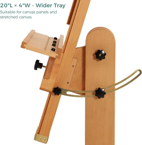 Miniatura 5 de VISWIN Caballete de estudio resistente, soporta lienzo de hasta 71 pulgadas, se inclina plano y móvil, soporte grande ajustable de madera de haya