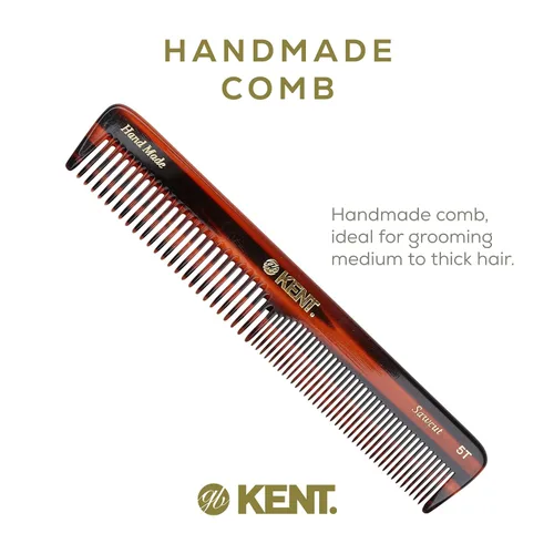 Miniatura 3 de Kent Peine de vestir de doble diente 5T, peine de tocador de dientes finos y anchos para cabello, barba y bigote, peinado grueso y fino