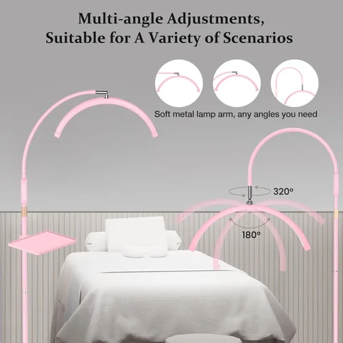 Miniatura 4 de Mznoo Luz de pestañas para tecnología de pestañas con bandeja, luz de media luna para pestañas y esteticistas, lámpara de pestañas LED para Rosa