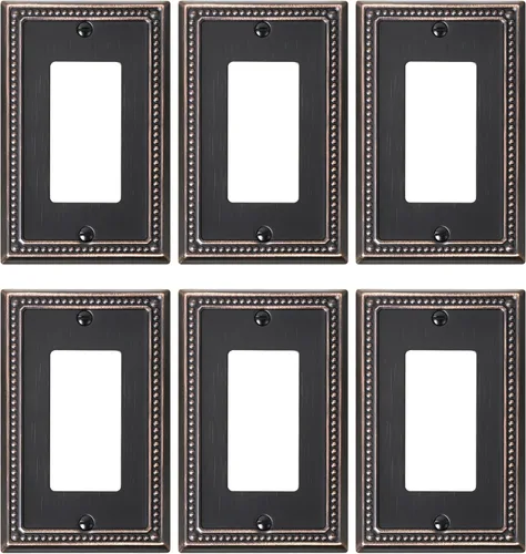 Miniatura 83 de Paquete de 4 placas de cubierta para interruptor de luz de palanca individual, cubiertas decorativas de perlas, placa de pared de metal almendra