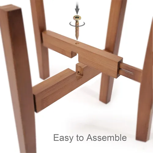Miniatura 4 de Soporte de bambú natural para interiores, estante ajustable para plantas de interior que se adapta a macetas de 8 a 12 pulgadas, decoración moderna