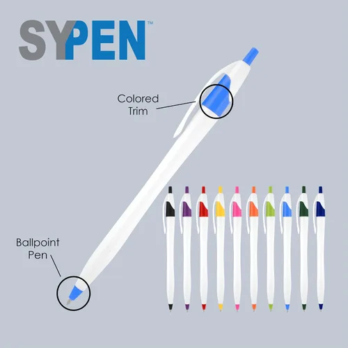 Miniatura 2 de SyPen Bolígrafos personalizados con tu logotipo o texto personalizado, paquete de 500 unidades a granel para negocios, fiestas y eventos, bolígrafos