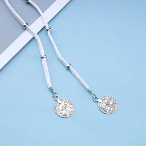 Miniatura 5 de Collar largo vintage de gamuza Vagan marrón Boho cuero Wrap Gargantilla Collar de cuero disco moneda collar suéter cadena joyería para mujeres