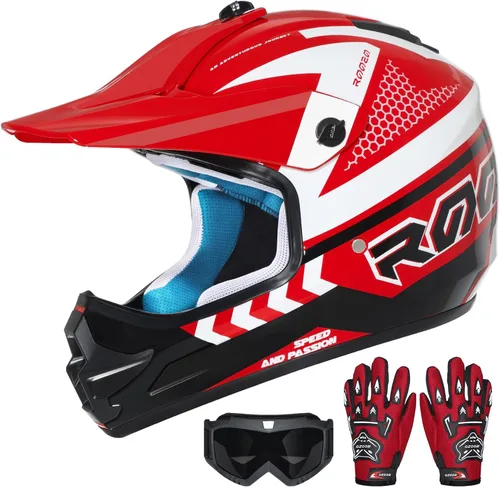 Miniatura 12 de Casco de motocross para jóvenes, aprobado por DOT, casco de motocross para niños con gafas ajustables y bolsa de almacenamiento, equipo deportivo