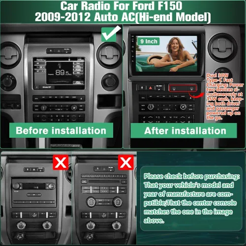 Miniatura 2 de Radio de coche para Ford F150 Radio, 2009 2010 2011 2012 para F150 Android estéreo de coche con pantalla de 9 pulgadas, Carplay, pantalla táctil
