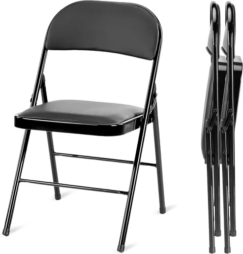 YSSOA Paquete de 2 sillas plegables con asientos acolchados de vinilo y marco de metal duradero para fiestas en interiores y exteriores, hogar,