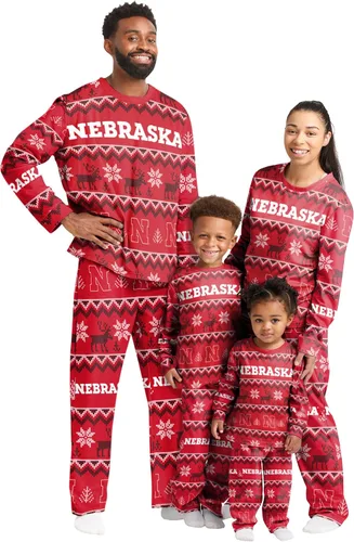 Miniatura 22 de FOCO NCAA para mujeres - Conjunto de pijamas familiares navideños a juego con patrón feo del equipo universitario de la NCAA Patrón feo navideño