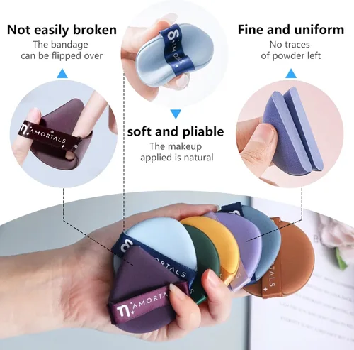 Miniatura 2 de 14 esponjas de maquillaje con cojín de aire para base, corrector, lágrima, mezcla de polvo, cojín de maquillaje, esponja para líquido, crema y polvo
