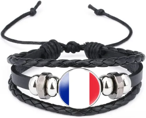 Miniatura 9 de vmcoatdu Mundial Muchas Banderas Nacionales Brazalete Retro de Aleación de Cuero para Pulsera de Cuerda Trenzada de Bandera Nacional