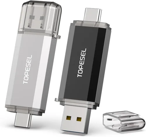 Miniatura 10 de TOPESEL Tipo C 2 Pack 32GB Unidad Flash USB C Unidad USB Dual 2-en-1 con Indicador LED USB 3.0/3.1 Gen1 Memoria Stick de 32 GB USB-C para Compartir