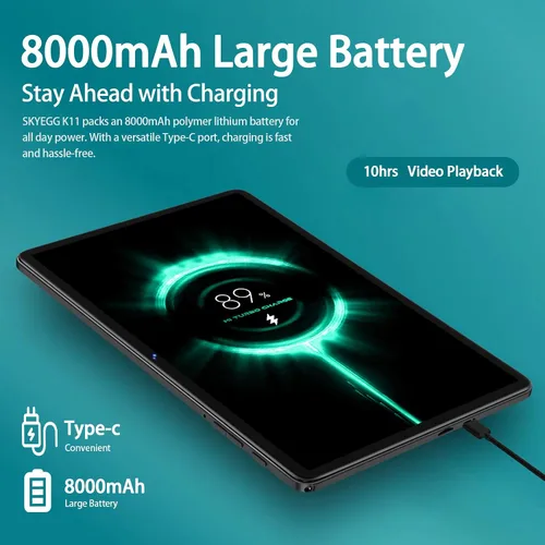 Miniatura 6 de 2025 Tableta Android 15 de 10.1 Pulgadas con Teclado y Ratón, Tabletas de Ocho Núcleos con Expansión de 22GB+128GB+1TB, Batería Grande de 8000mAh
