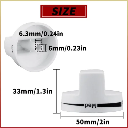 Miniatura 2 de WPW10339443 - Pomo para estufa de gas para horno, pieza de repuesto blanca, para quemador de superficie, compatible con Whirlpool, reemplazos