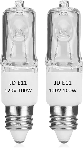 Miniatura 8 de JDE11 - Bombilla E11 de 120 V, 50 W, E11, mini base de candelabro T4 E11, bombilla halógena regulable blanca cálida de 2700 K para ventilador
