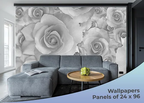 Miniatura 3 de EGD Papel tapiz floral en blanco y negro, decoración de habitación para despegar y pegar, decoración de papel de pared para sala de estar