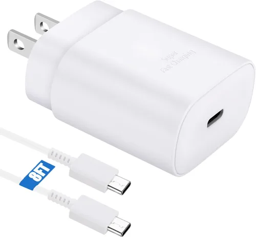 Miniatura 18 de Cable de carga súper rápida de 25W Tipo C con bloque y cable cargador USB C de 10 pies para teléfono Android Samsung Galaxy S25/S24 Púrpura