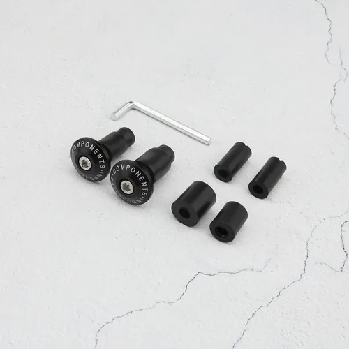 Miniatura 9 de Par de tapas de enchufe de manillar de motocicleta de 0.866 in con tornillos, tubos de expansión, llave hexagonal, color negro, universal