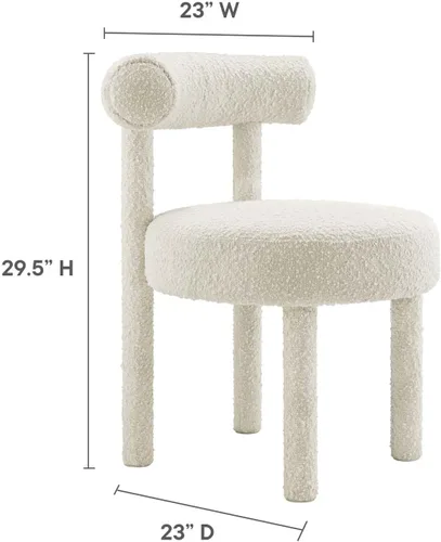 Miniatura 3 de Modway EEI-6387-IVO Toulouse Boucle Silla de comedor de tela, color marfil