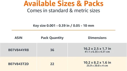 Miniatura 5 de Amazon Basics Juego de llaves hexagonales de brazo largo de 22 piezas - SAE/métricas