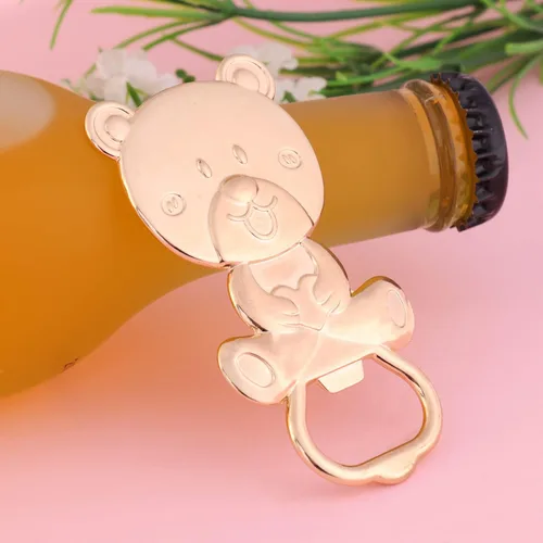 Miniatura 5 de Paquete de 24 abridores de botellas de oso para invitados de baby shower, abridor de botellas de cerveza de metal para recuerdos de baby shower, Rosa