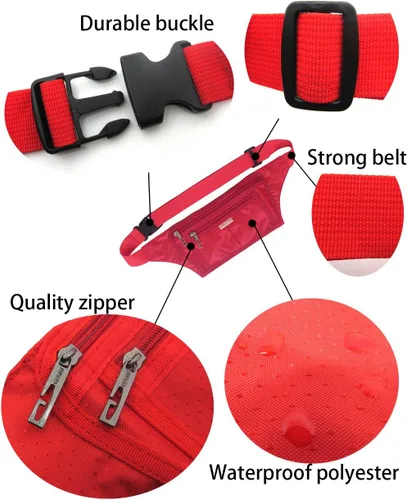Miniatura 15 de Bolsa de cintura ultrafino con ranuras c/visualización para tarjeta de crédito, para deportes, aire libre, correr, caminar, viajes.