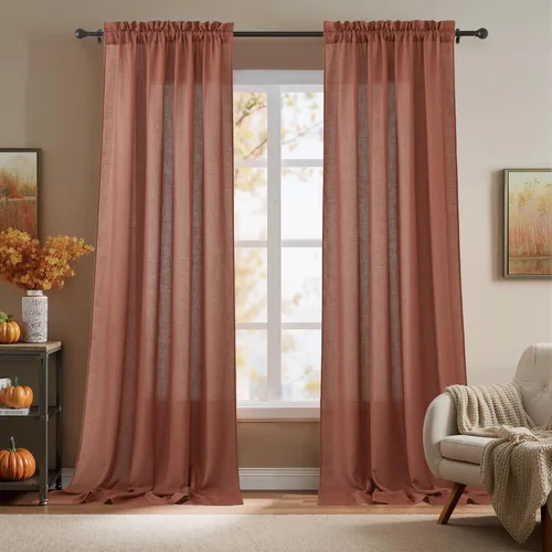 Miniatura 22 de RYB HOME Cortinas extralargas de 108 pulgadas de largo, transpirables con bolsillo para barra, cortinas traslúcidas blancas para sala de estar