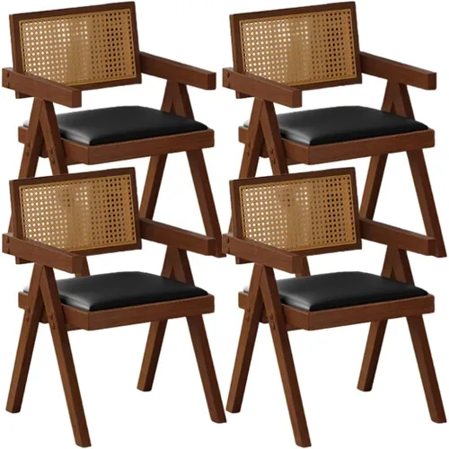 Miniatura 25 de YVYKFZD Juego de sillas de comedor de ratán, sillas de comedor de madera, sillas de cocina con respaldo tejido, sillón tapizado, silla auxiliar
