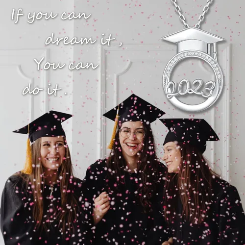 Miniatura 4 de Graduation Gifts for Her 2023 - Sterling Silver Bachelor's Hat Pendant Class of 2023 Graduation Necklace for Best Friends, High School College