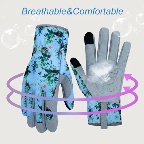 Miniatura 4 de Guantes de Jardinería de Cuero MERTURN para Mujeres, Guantes de Jardín a Prueba de Espinas, Guantes de Trabajo Compatibles con Pantalla Táctil