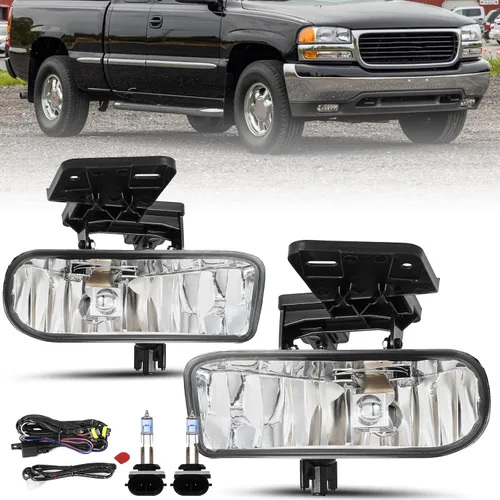 Miniatura 2 de SOCKIR 6 piezas para 1999-2002 GMC Sierra 00-06 Yukon conjunto de faros y luces antiniebla + faro delantero de parque/señal LH+RH con bombillas