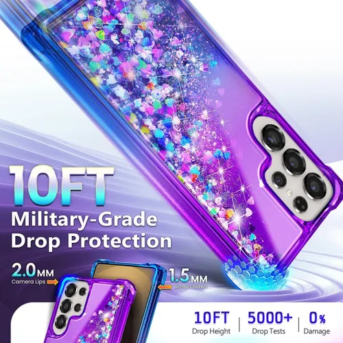 Miniatura 56 de NGB - Funda de teléfono diseñada para Samsung Galaxy S9+ Plus, morado/azul, con purpurina líquida para mujeres y niñas, con protector de pantalla