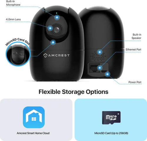 Miniatura 7 de Amcrest Cámara WiFi 1080P para interiores, cámara de niñera, cámara para perros, monitor de sonido y bebé, detección de personas y mascotas, ASH21-B