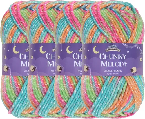 Miniatura 38 de JubileeYarn Chunky Melody - Hilo para tejer 100g/madeja, mezcla de lana gruesa, color maíz naranja - 2 madejas 15 Maíz Naranja