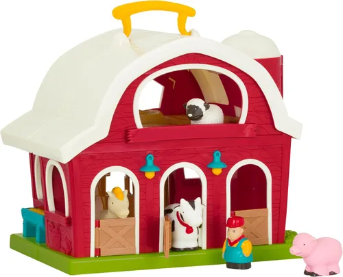 Battat Big Red Barn, Animal Farm Playset - Juguete de aprendizaje para niños pequeños, 18M Plus, 13.5" x 9"x 12"